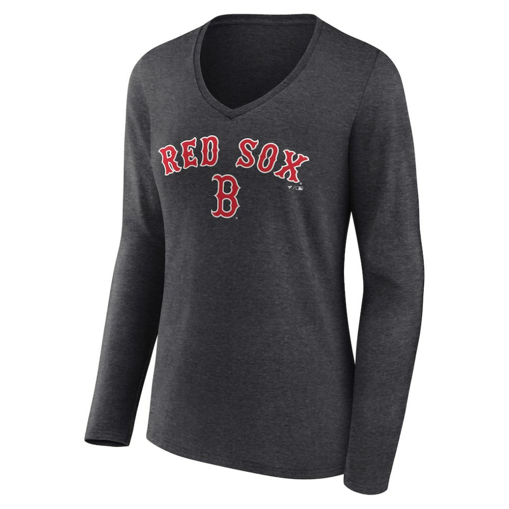 Boston Red Sox Women's Team Lockup Long Sleeve V-Neck T-Shirt | MLB US