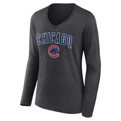 Chicago Cubs Women's Team Lockup Long Sleeve V-Neck T-Shirt | MLB Outlet