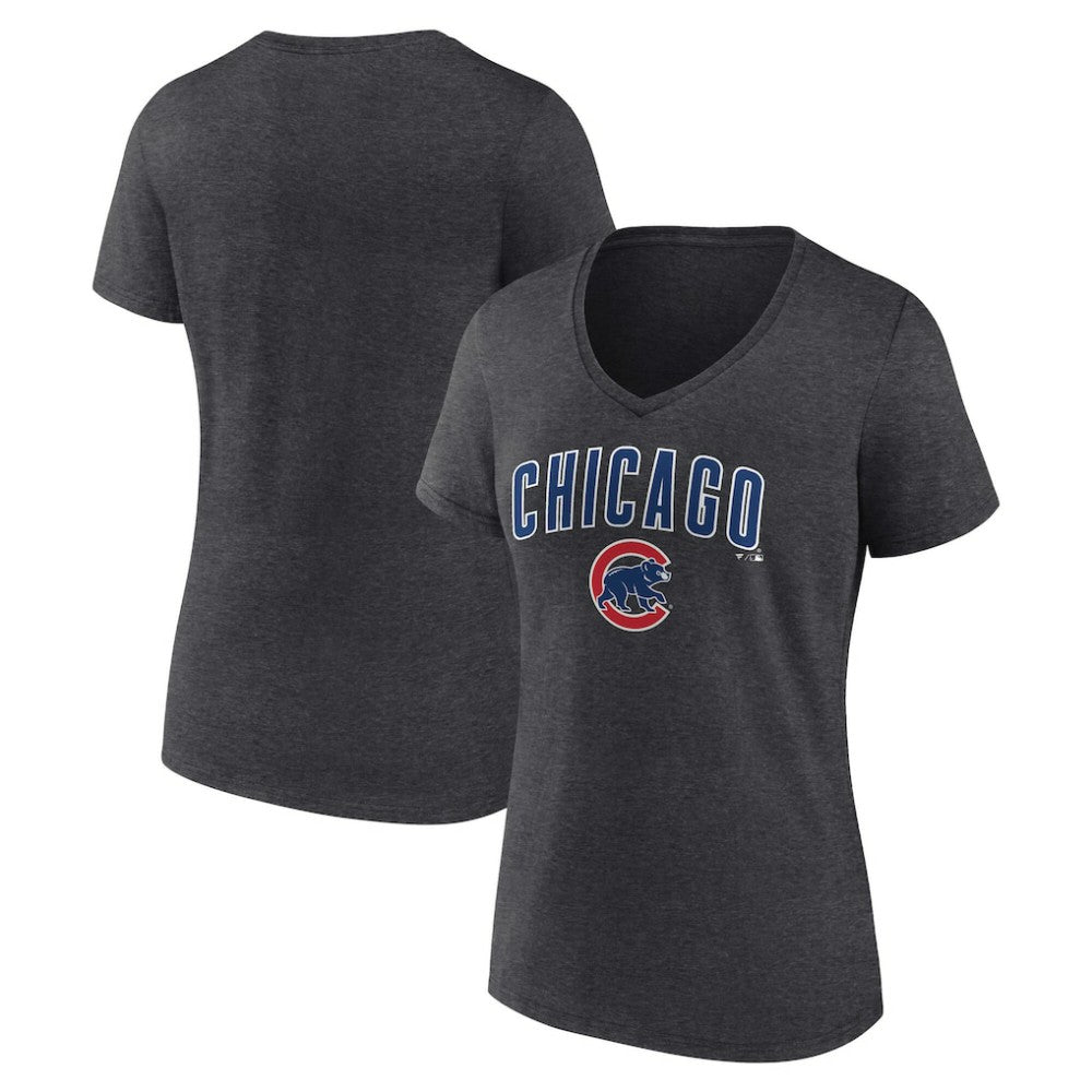 Chicago Cubs Women's Team Lockup V-Neck T-Shirt | MLB Sale