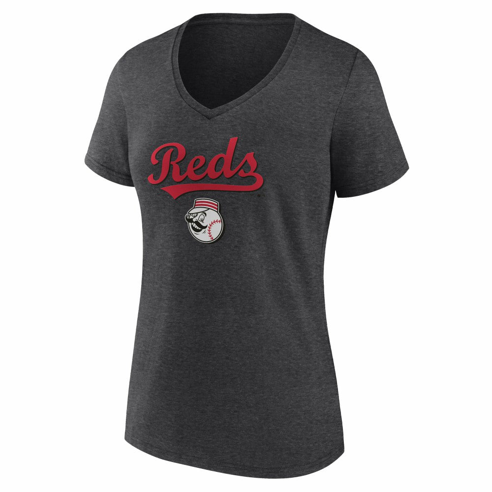 Cincinnati Reds Women's Team Lockup V-Neck T-Shirt | MLB Sale