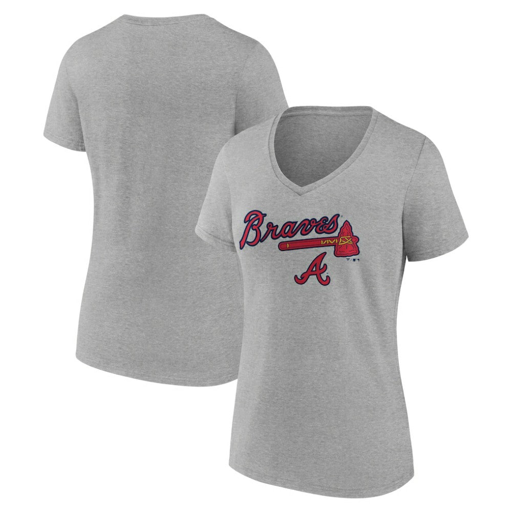 Atlanta Braves Women's Team Lockup V-Neck T-Shirt | MLB For sale