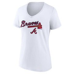 Atlanta Braves Women's Team Lockup V-Neck T-Shirt | MLB Sale