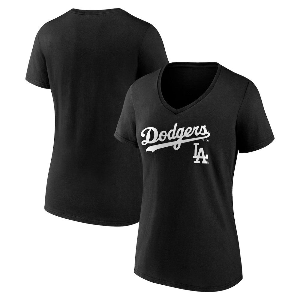 Los Angeles Dodgers Women's Team Lockup V-Neck T-Shirt | MLB Discount