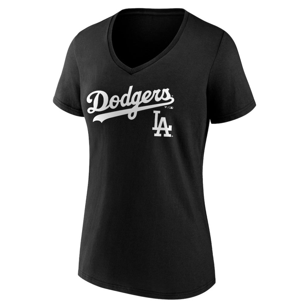 Los Angeles Dodgers Women's Team Lockup V-Neck T-Shirt | MLB Discount