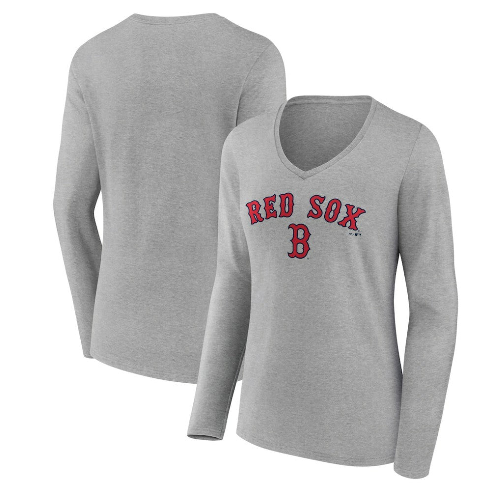 Boston Red Sox Women's Team Lockup Long Sleeve V-Neck T-Shirt | MLB For sale