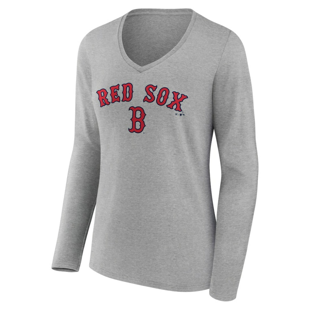 Boston Red Sox Women's Team Lockup Long Sleeve V-Neck T-Shirt | MLB For sale