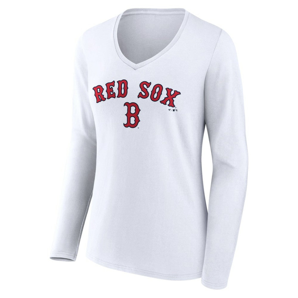 Boston Red Sox Women's Team Lockup Long Sleeve V-Neck T-Shirt | MLB Outlet