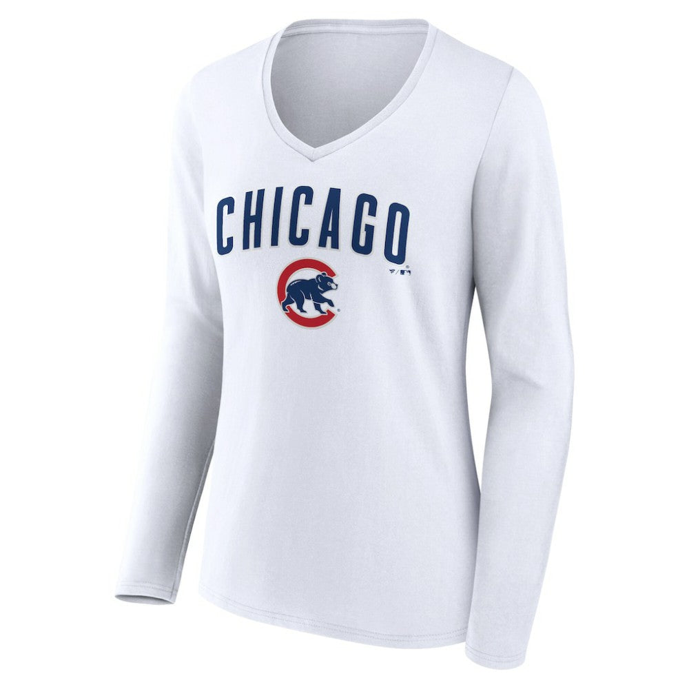 Chicago Cubs Women's Team Lockup Long Sleeve V-Neck T-Shirt | MLB Sale