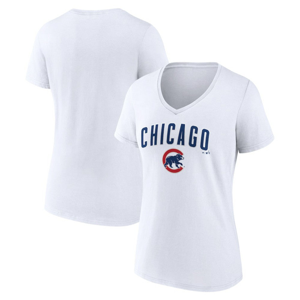 Chicago Cubs Women's Team Lockup V-Neck T-Shirt | MLB Near me