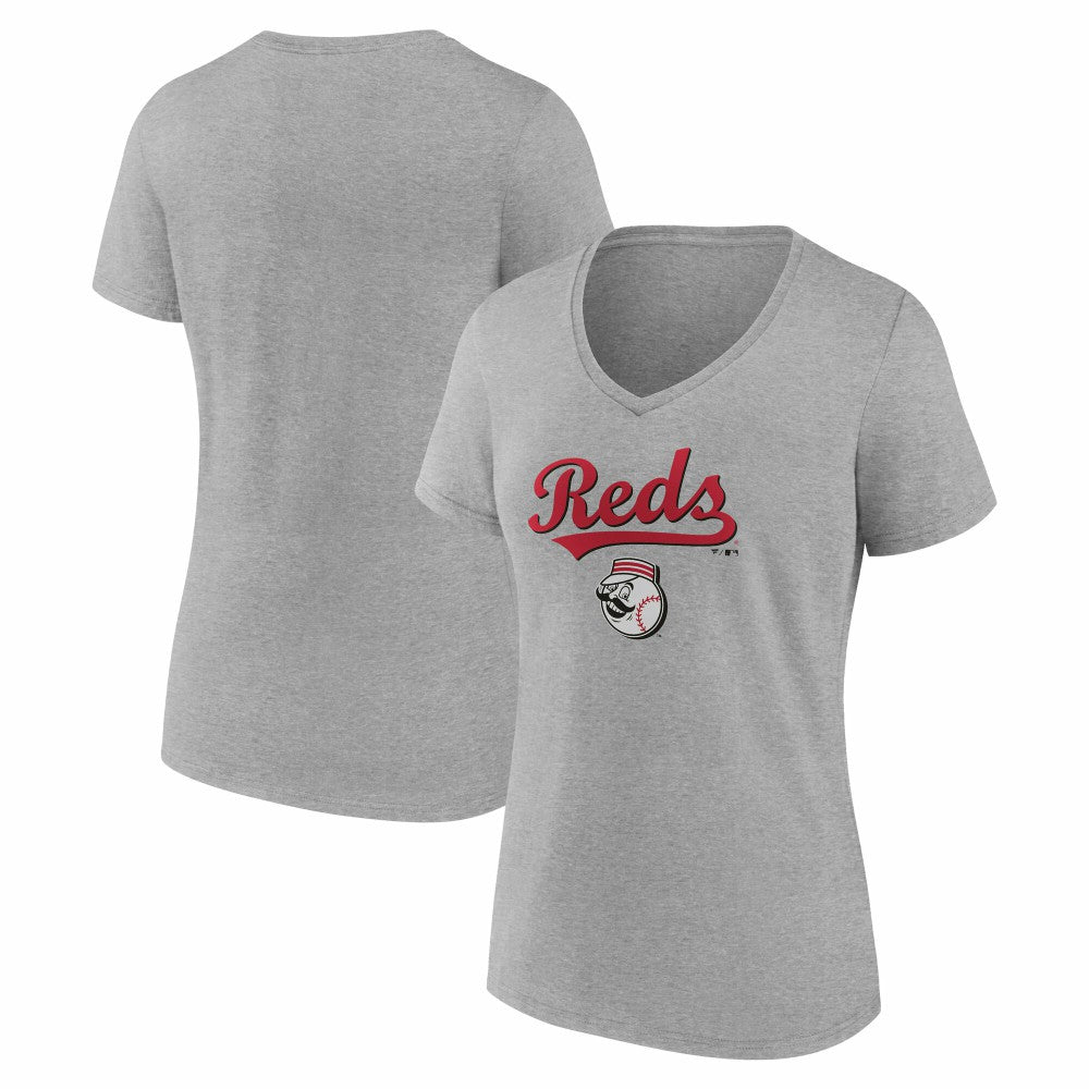 Cincinnati Reds Women's Team Lockup V-Neck T-Shirt | MLB US