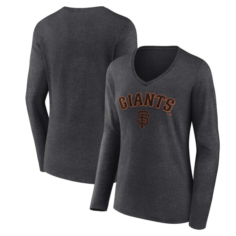 San Francisco Giants Women's Team Lockup Long Sleeve V-Neck T-Shirt | MLB New