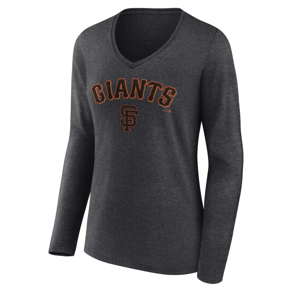 San Francisco Giants Women's Team Lockup Long Sleeve V-Neck T-Shirt | MLB New