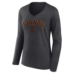 San Francisco Giants Women's Team Lockup Long Sleeve V-Neck T-Shirt | MLB New