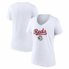 Cincinnati Reds Women's Team Lockup V-Neck T-Shirt | MLB Discount