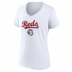 Cincinnati Reds Women's Team Lockup V-Neck T-Shirt | MLB Discount