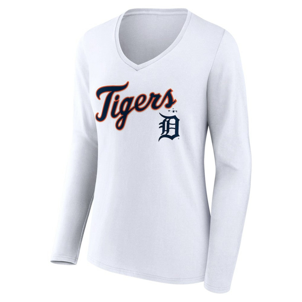 Detroit Tigers Women's Team Lockup Long Sleeve V-Neck T-Shirt | MLB US