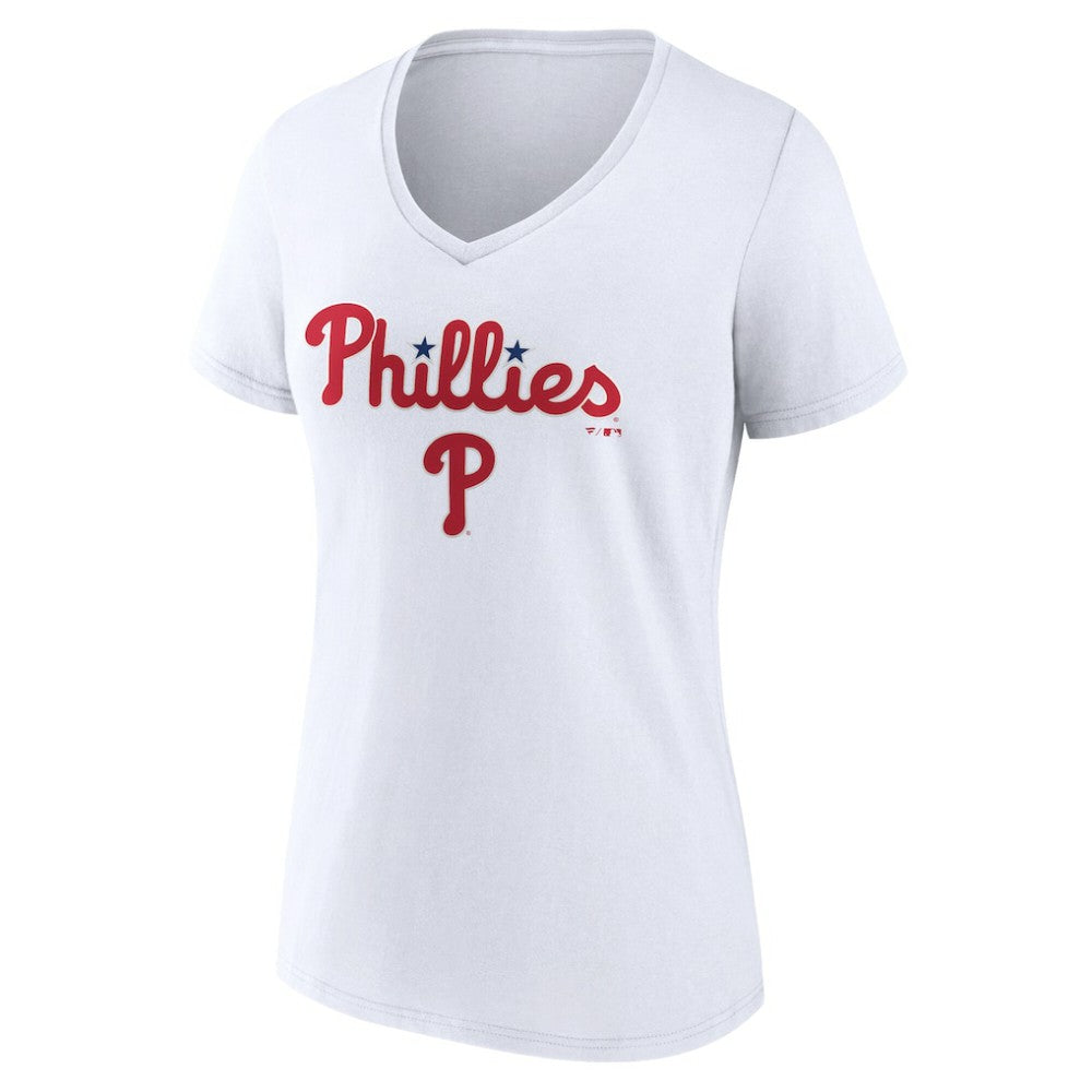 Philadelphia Phillies Women's Team Lockup V-Neck T-Shirt | MLB Sale