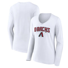 Arizona Diamondbacks Women's Team Lockup Long Sleeve V-Neck T-Shirt | MLB On Sale