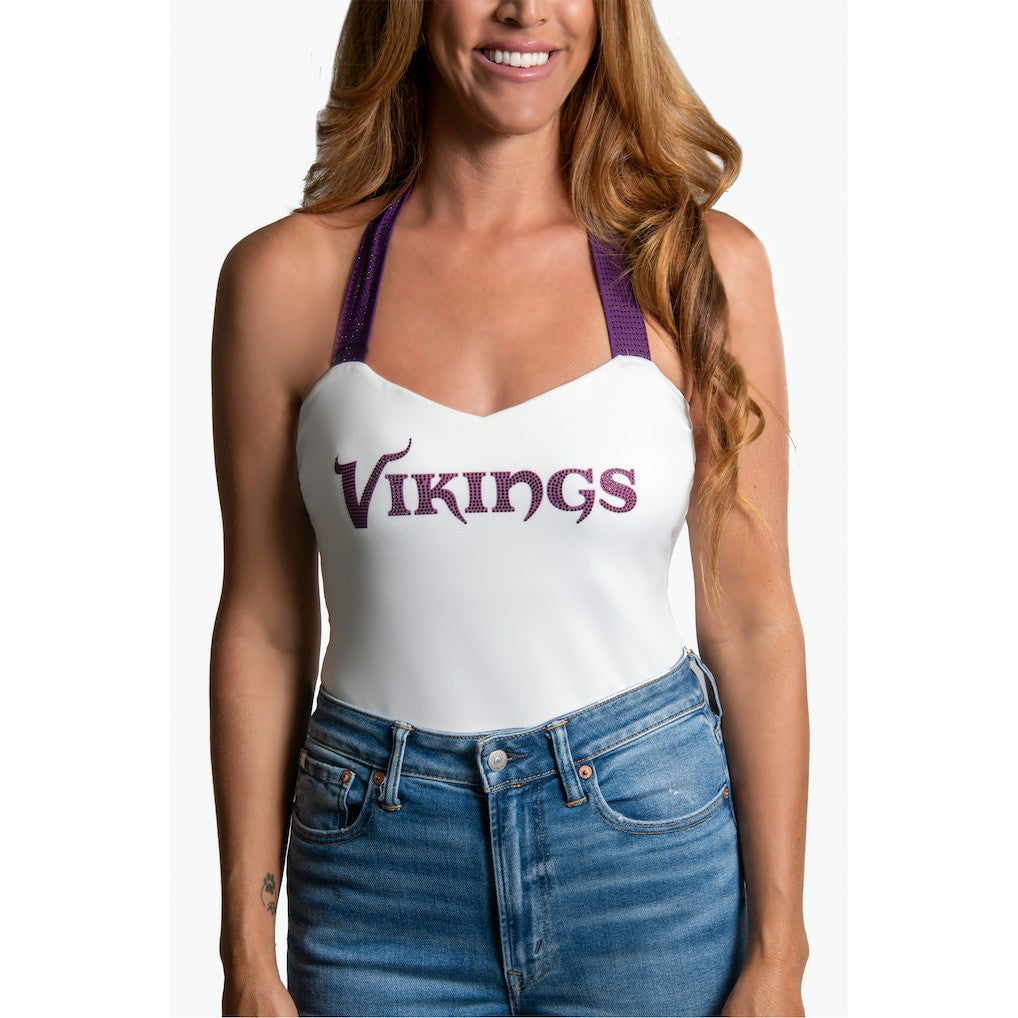Minnesota Vikings  Cuce Women's Rhinestone Semi-Cropped Halter Tank