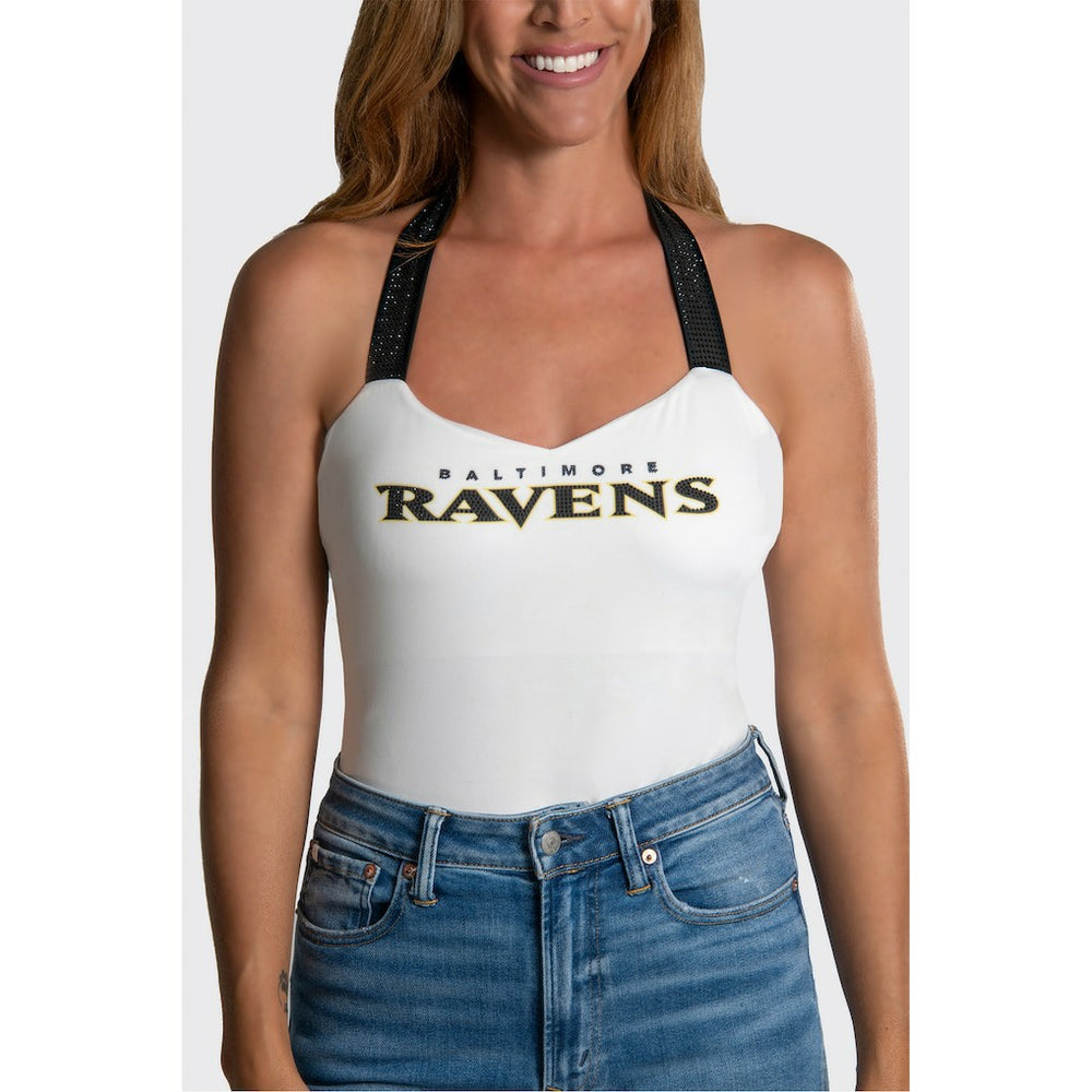 Baltimore Ravens  Cuce Women's Rhinestone Semi-Cropped Halter Tank