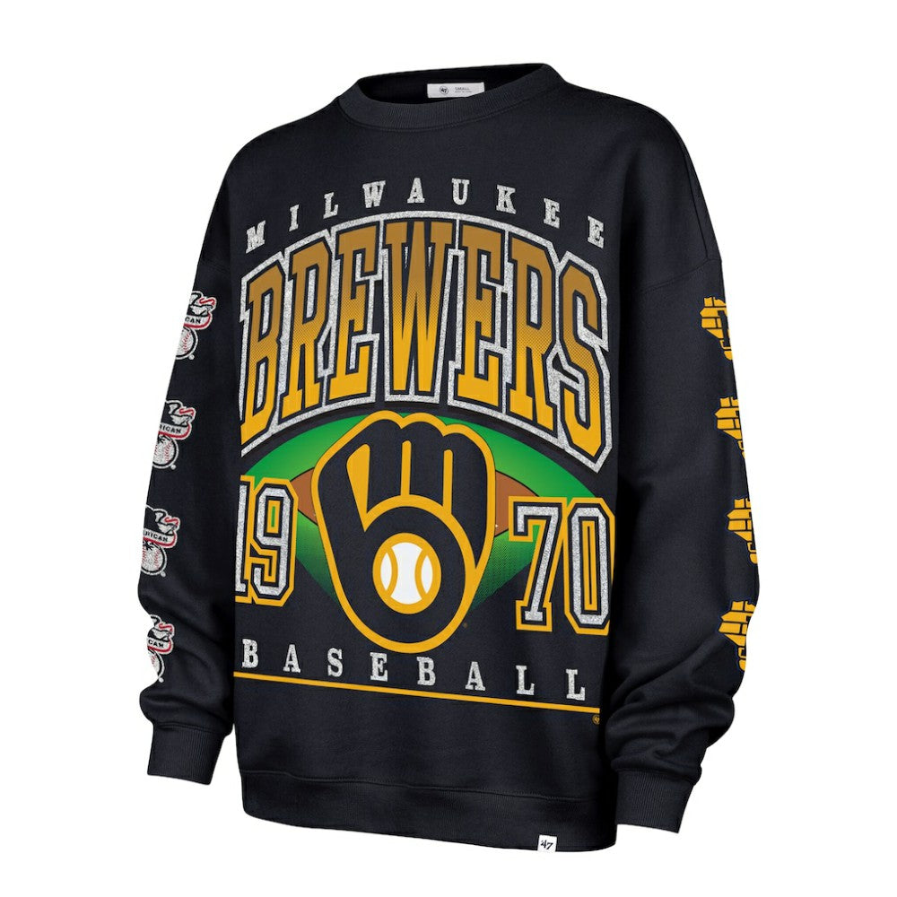 Milwaukee Brewers '47 Women's Trendy Team Go Big Oversized Sweatshirt | MLB New