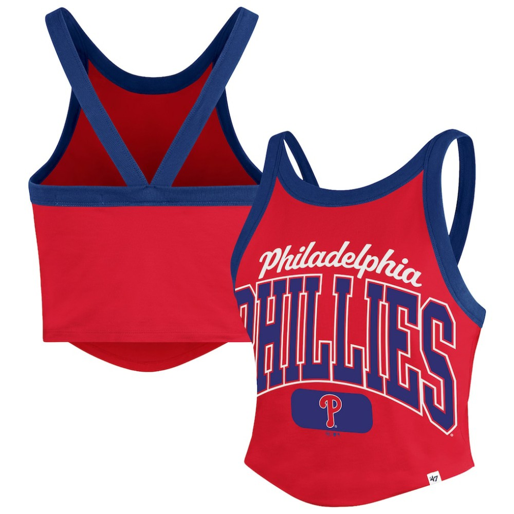 Philadelphia Phillies '47 Women's Trendy Team Rally Sporty Cropped Racerback Tank Top | MLB Online