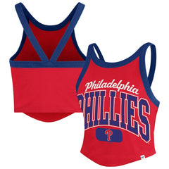 Philadelphia Phillies '47 Women's Trendy Team Rally Sporty Cropped Racerback Tank Top | MLB Online