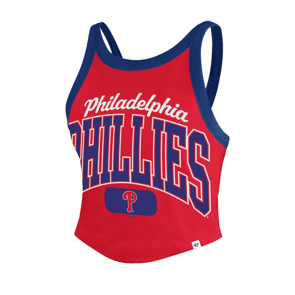 Philadelphia Phillies '47 Women's Trendy Team Rally Sporty Cropped Racerback Tank Top | MLB Online