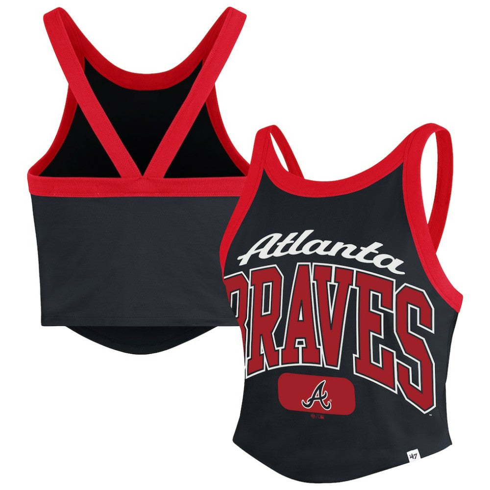 Atlanta Braves '47 Women's Trendy Team Rally Sporty Cropped Racerback Tank Top | MLB For sale