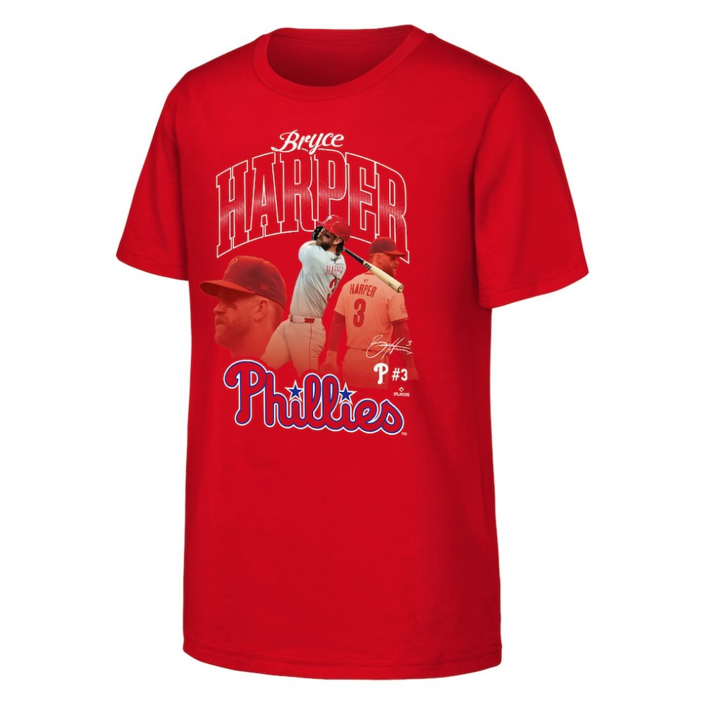 Bryce Harper Philadelphia Phillies Outerstuff Youth Triple Player Graphic T-Shirt | MLB New