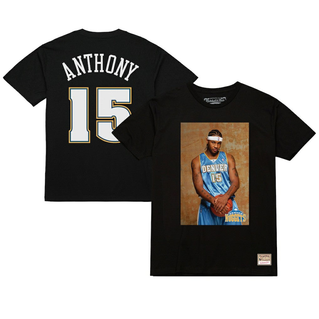 Carmelo Anthony Denver Nuggets Rookie Photo Name & Number T-Shirt sale Discount