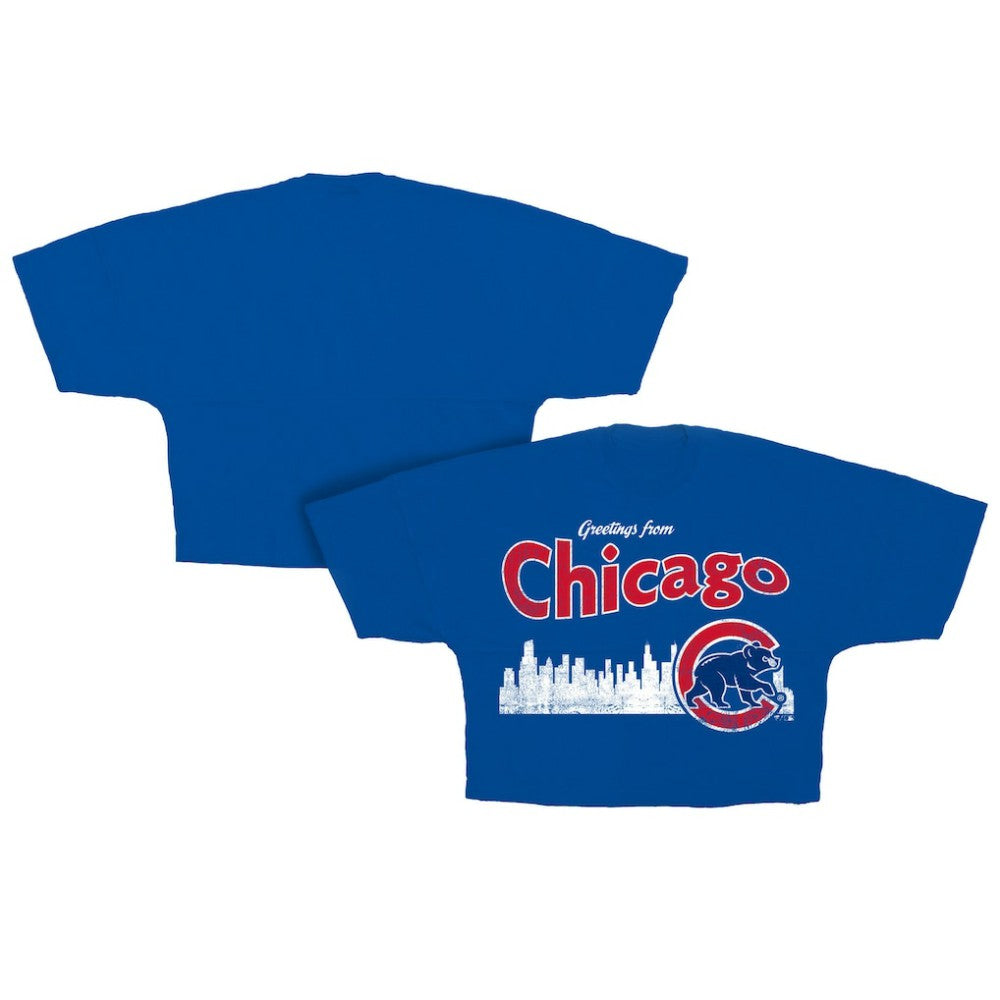 Chicago Cubs Fanatics Women's Skyline Cropped T-Shirt | MLB For sale