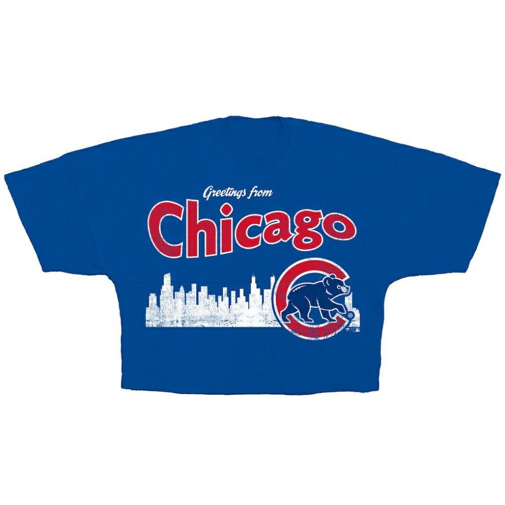 Chicago Cubs Fanatics Women's Skyline Cropped T-Shirt | MLB For sale