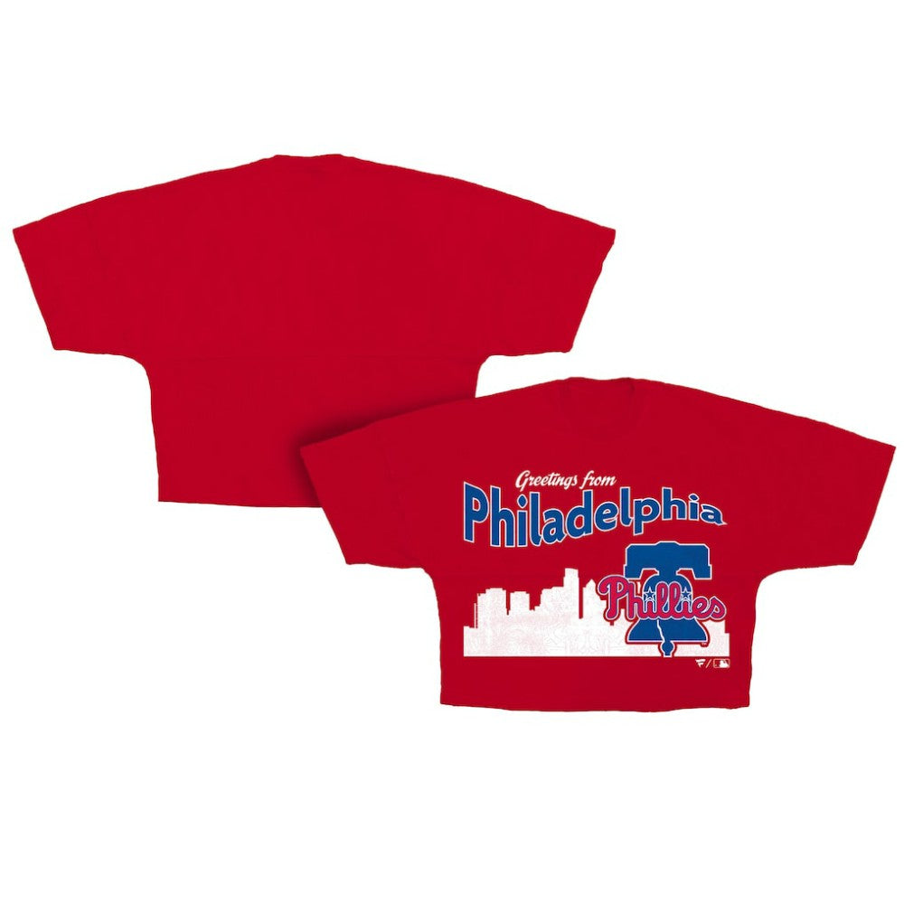 Philadelphia Phillies Fanatics Women's Skyline Crop T-Shirt | MLB US