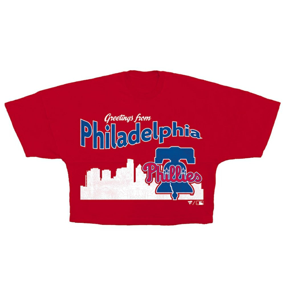 Philadelphia Phillies Fanatics Women's Skyline Crop T-Shirt | MLB US