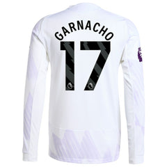 Alejandro Garnacho Manchester United 2025/26 Away Long Sleeve Player Jersey White - Adidas