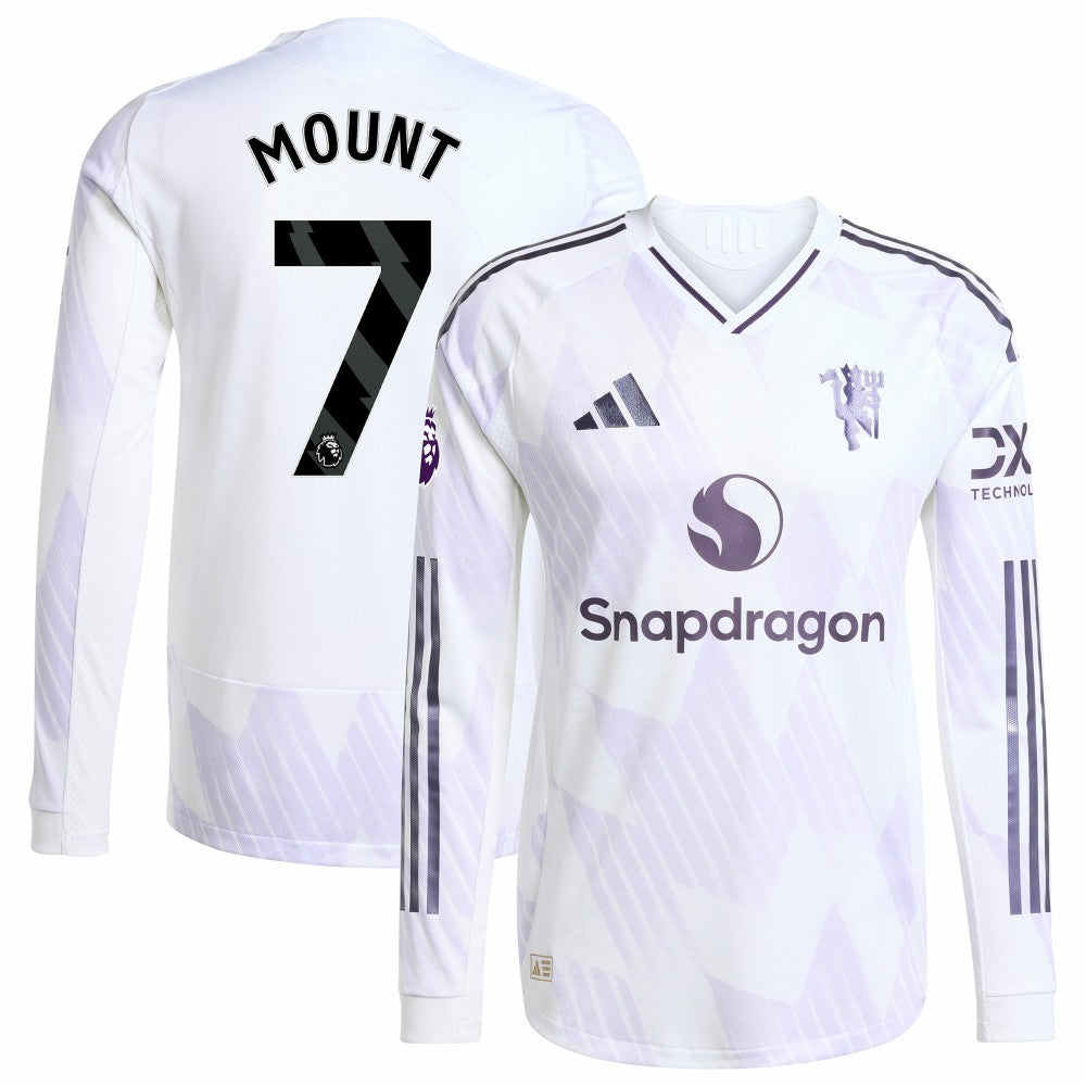 Mason Mount Manchester United 2025/26 Away Long Sleeve Player Jersey White - Adidas