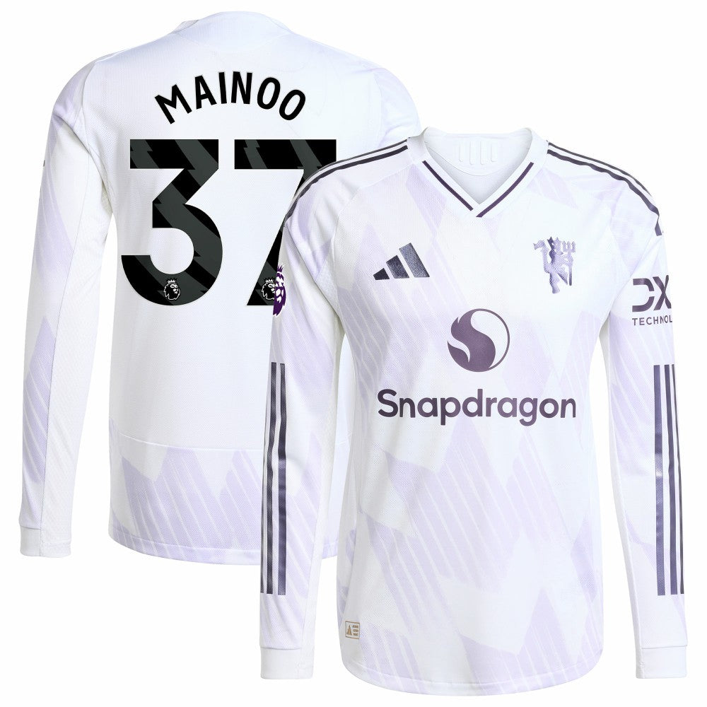 Kobbie Mainoo Manchester United 2025/26 Away Long Sleeve Player Jersey White - Adidas