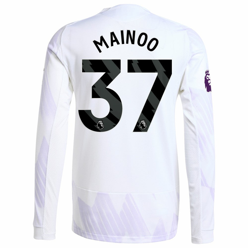 Kobbie Mainoo Manchester United 2025/26 Away Long Sleeve Player Jersey White - Adidas
