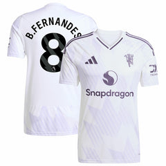 Bruno Fernandes Manchester United 2025/26 Away Replica Player Jersey White - Adidas