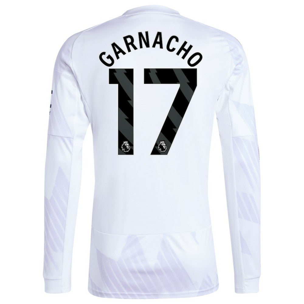 Alejandro Garnacho Manchester United 2025/26 Away Replica Long Sleeve Player Jersey White - Adidas