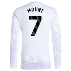 Mason Mount Manchester United 2025/26 Away Replica Long Sleeve Player Jersey White - Adidas
