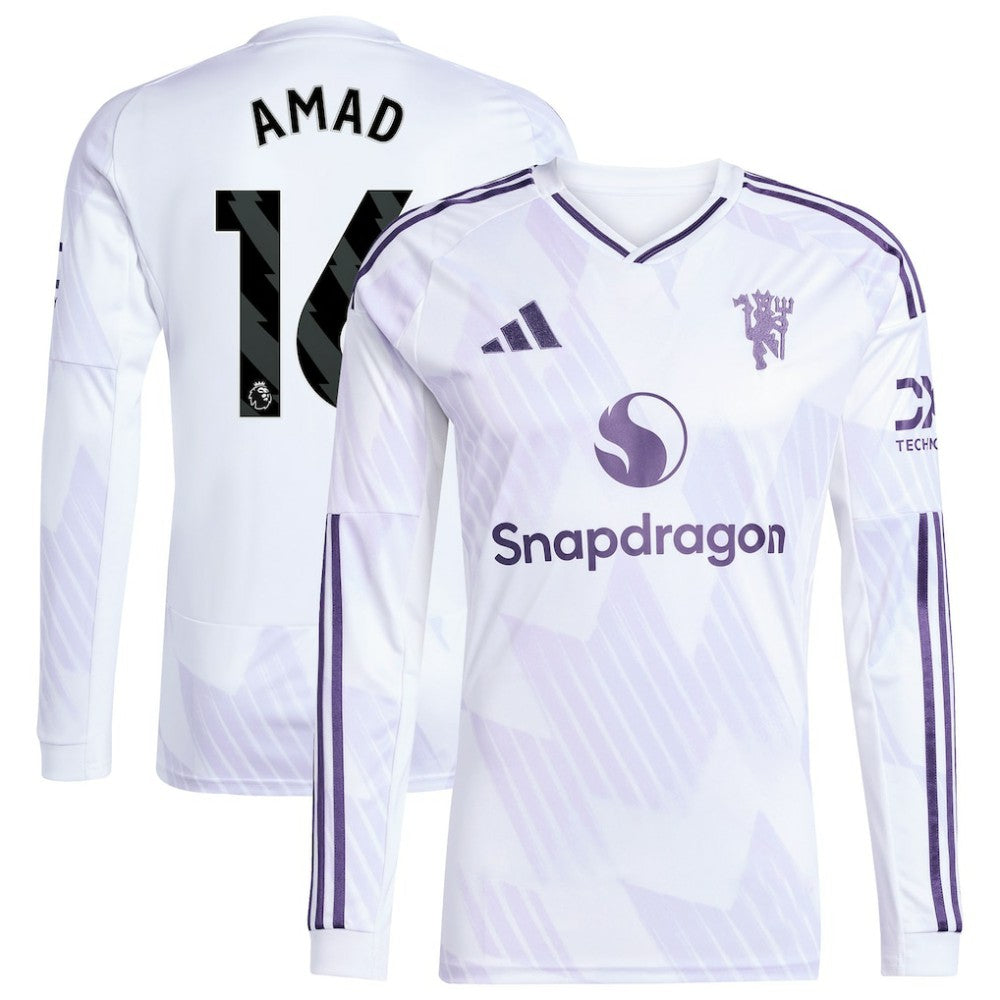 Amad Diallo Manchester United 2025/26 Away Replica Long Sleeve Player Jersey White - Adidas