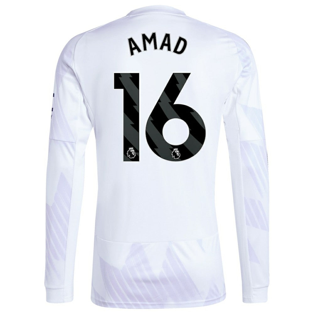 Amad Diallo Manchester United 2025/26 Away Replica Long Sleeve Player Jersey White - Adidas