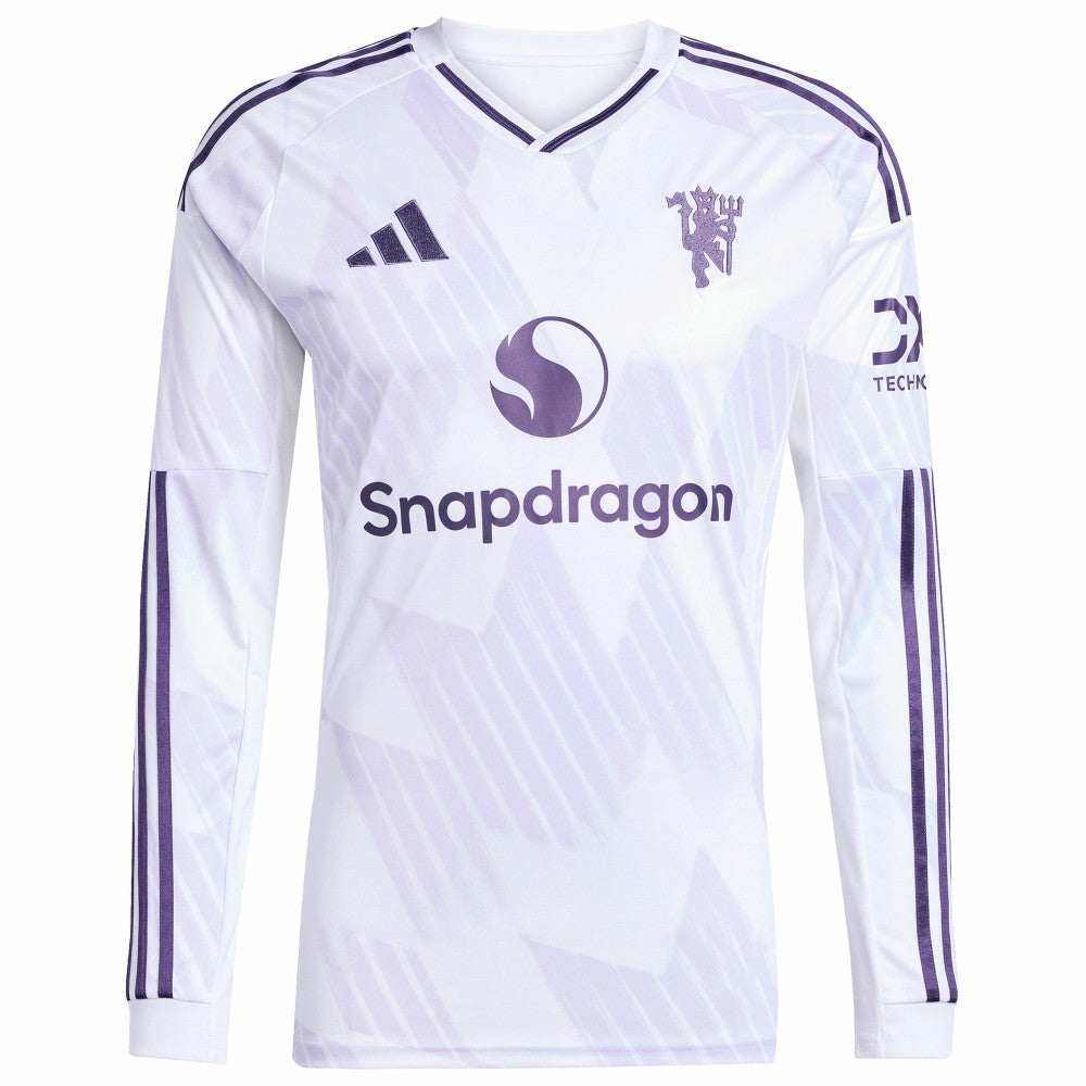 Kobbie Mainoo Manchester United 2025/26 Away Replica Long Sleeve Player Jersey White - Adidas