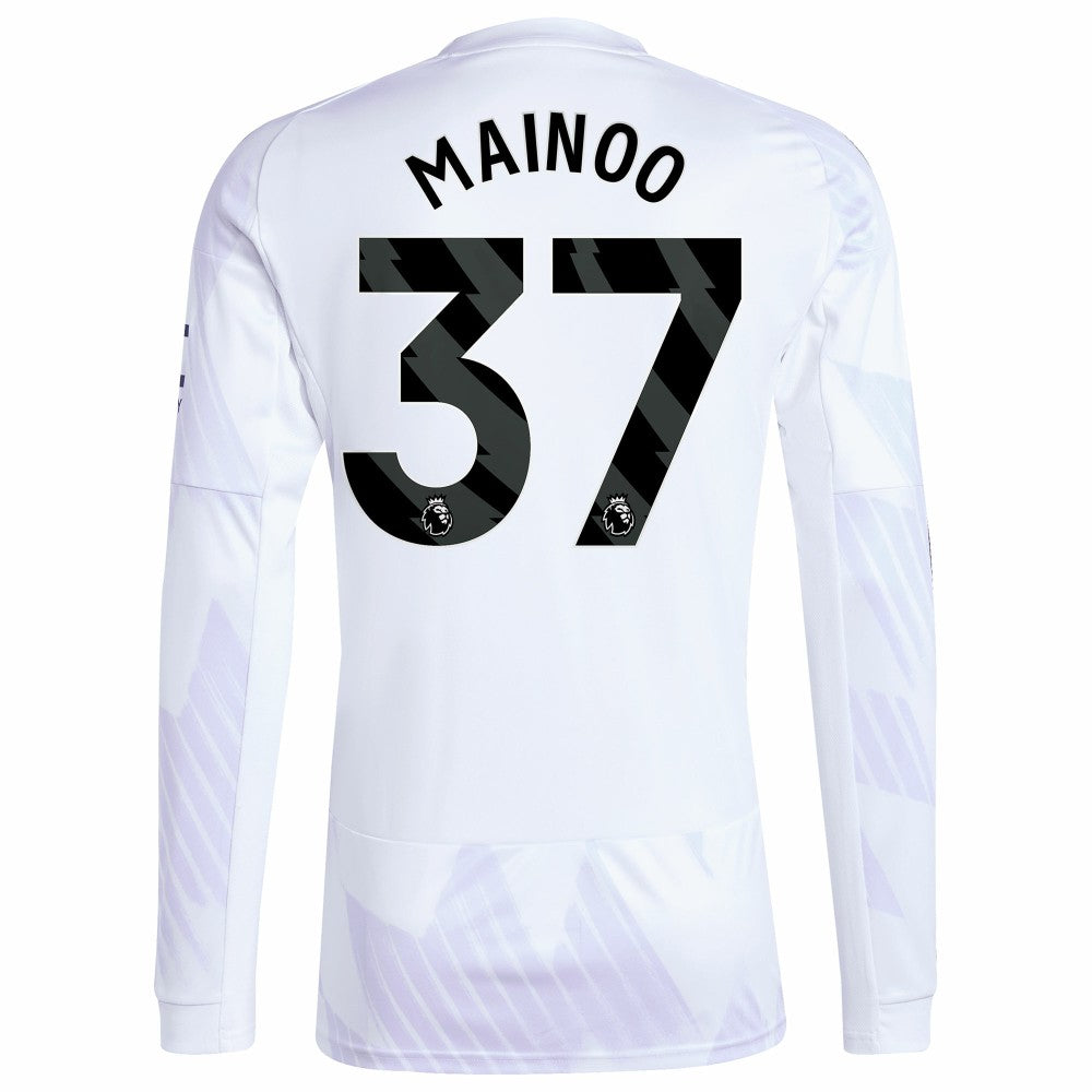 Kobbie Mainoo Manchester United 2025/26 Away Replica Long Sleeve Player Jersey White - Adidas