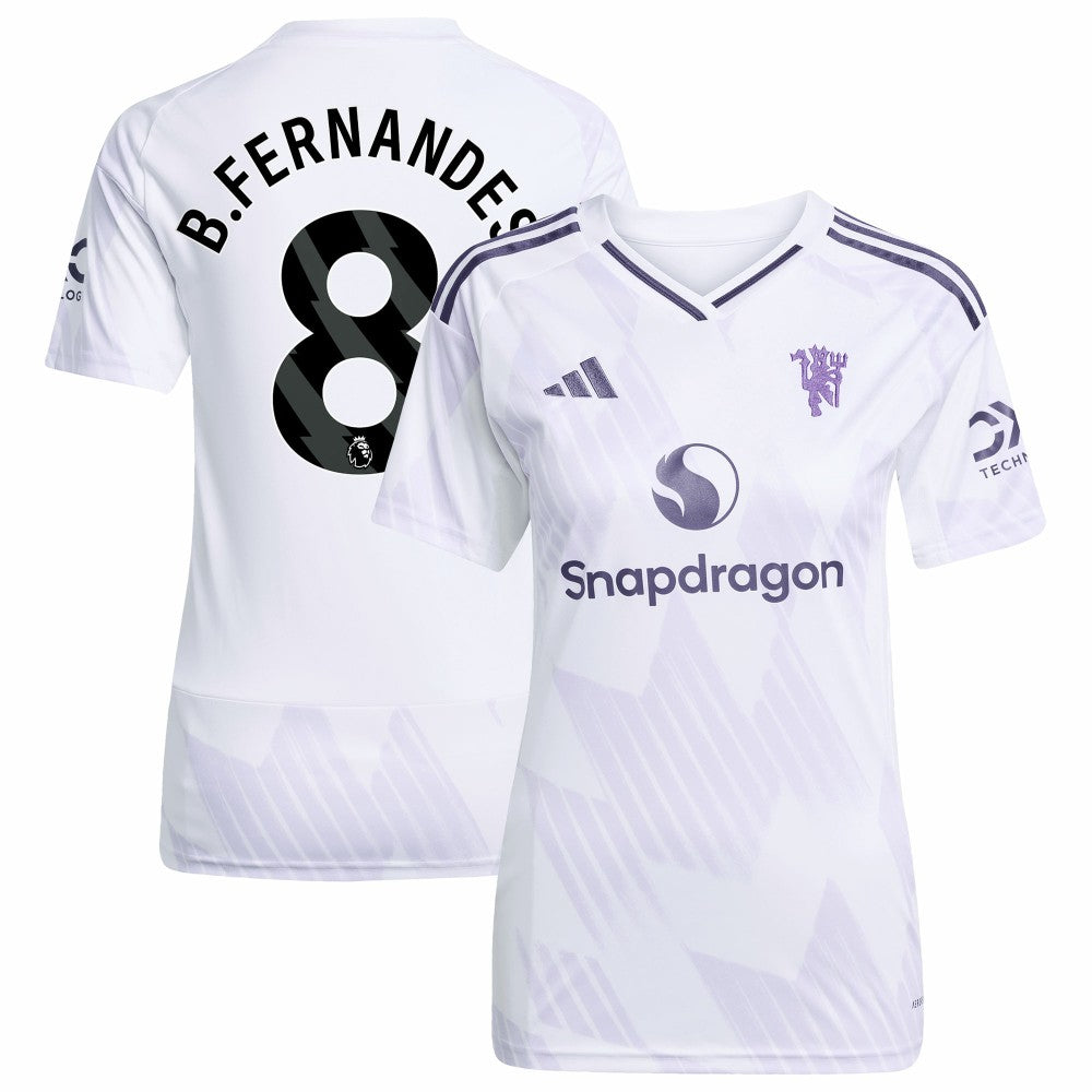 Bruno Fernandes Manchester United Women's 2025/26 Away Replica Player Jersey White - Adidas
