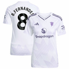 Bruno Fernandes Manchester United Women's 2025/26 Away Replica Player Jersey White - Adidas