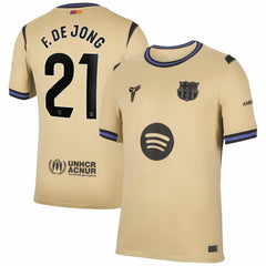 Frenkie de Jong Barcelona 2025/26 Away Stadium Replica Jersey Gold - Nike