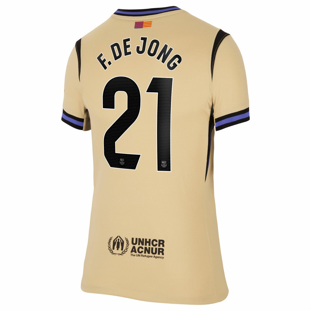 Frenkie de Jong Barcelona Women's 2025/26 Away Stadium Replica Jersey Gold - Nike